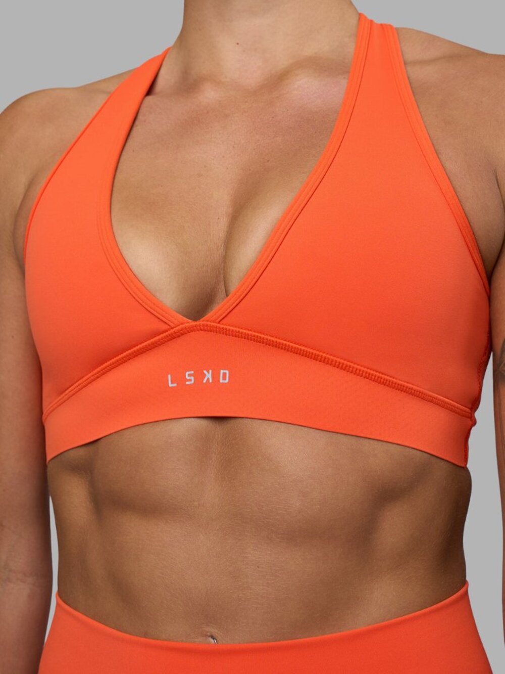 LSKD Orange V-Neck Sports Bra